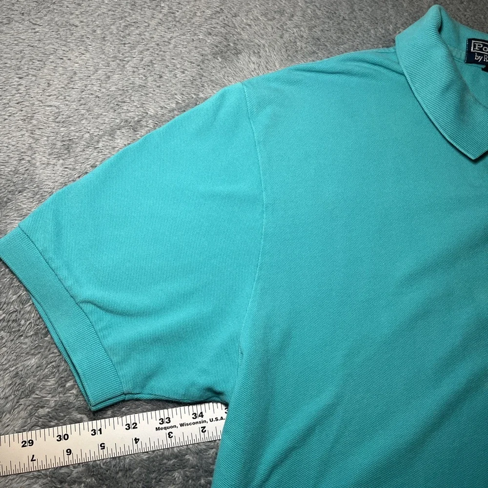 VTG Polo By Ralph Lauren Men's SZ XL Short Sleeve Aqua Blue Polo Lavender Pony
